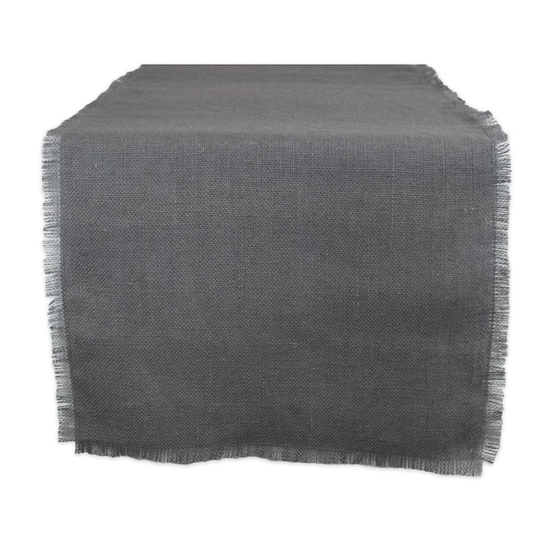 Fastfood 14 x 72 in. Solid Gray Heavyweight Fringed Table Runner FA1543557 - main